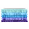 Table Skirt for Rectangle And Round Table Multi-layer Ruffle Reusable Gradient Rainbow Color Beach Parties Ceremony Birthday Party Decoration