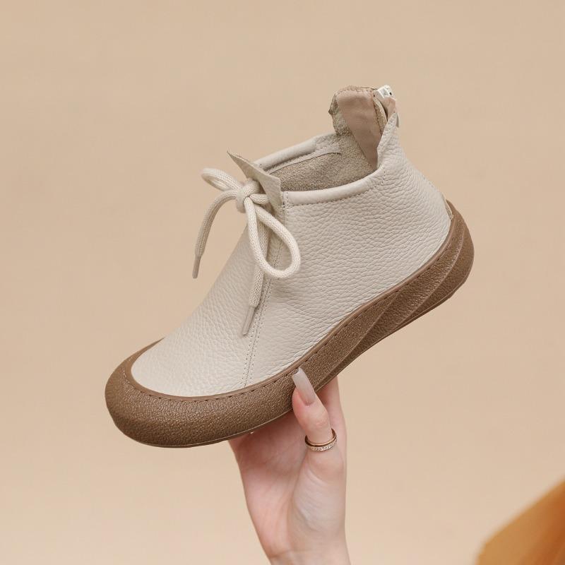 

2026 Весна Осінь Натуральна Шкіра Жіночі Чоботи на щиколотку М який Бренд Мамині Чоботи Повсякденні Чоботи Великий Розмір 41 41 бежевий