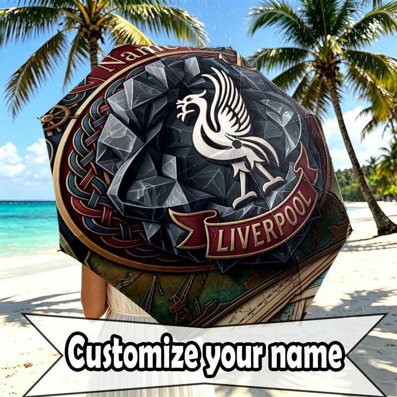 Custom Name Personalized LFC Print Umbrella, Auto Open Close, 8‑Rib Sturdy Frame, Commute Camping Hiking Use, Birthday Gift