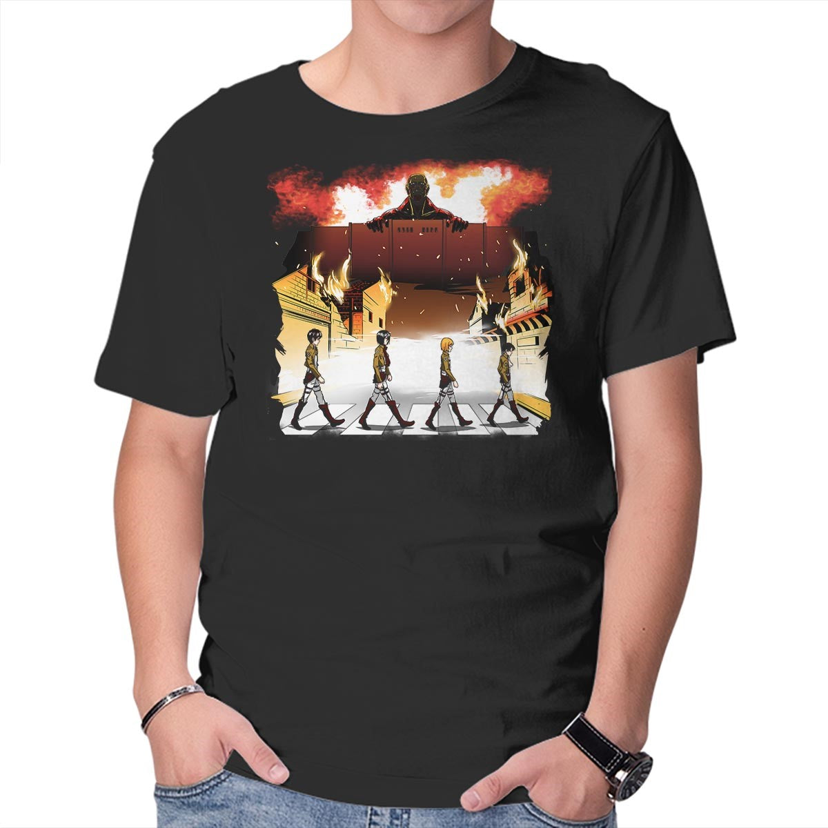 Unisex Crew Neck T-Shirt Titan s Road Graphic Short Sleeve Casual Tee L