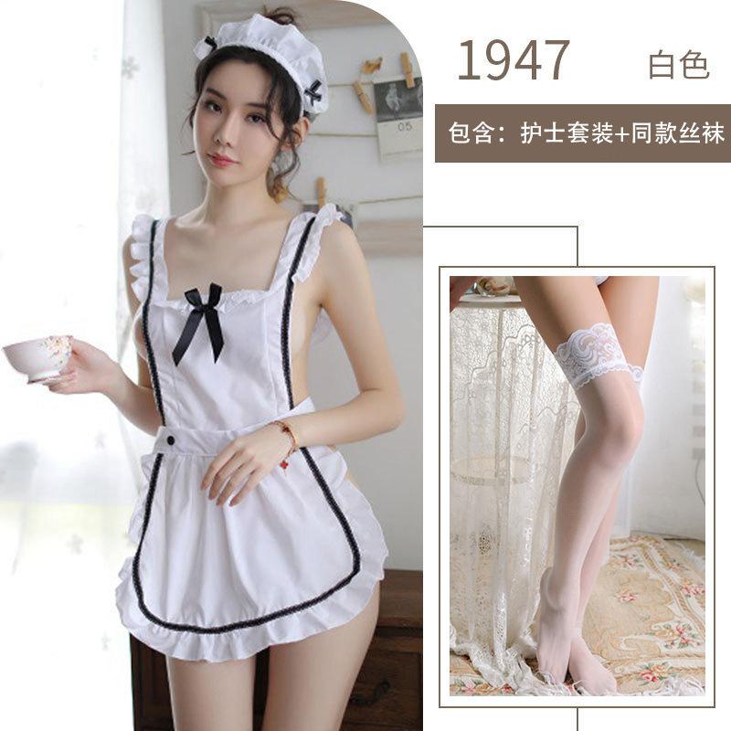 Sexy sexy underwear suspender backless pure maid uniform pure desire temptation one-piece free maid suit