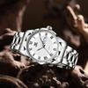 Generic Women's Quartz Watch Round Face 28mm Stainless Steel Calendar Day Date Roman Numeral Water Resistant Silver