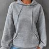 Autumn and Winter Ladies Casual Solid Color Waffle Hooded Long-sleeved Sweater