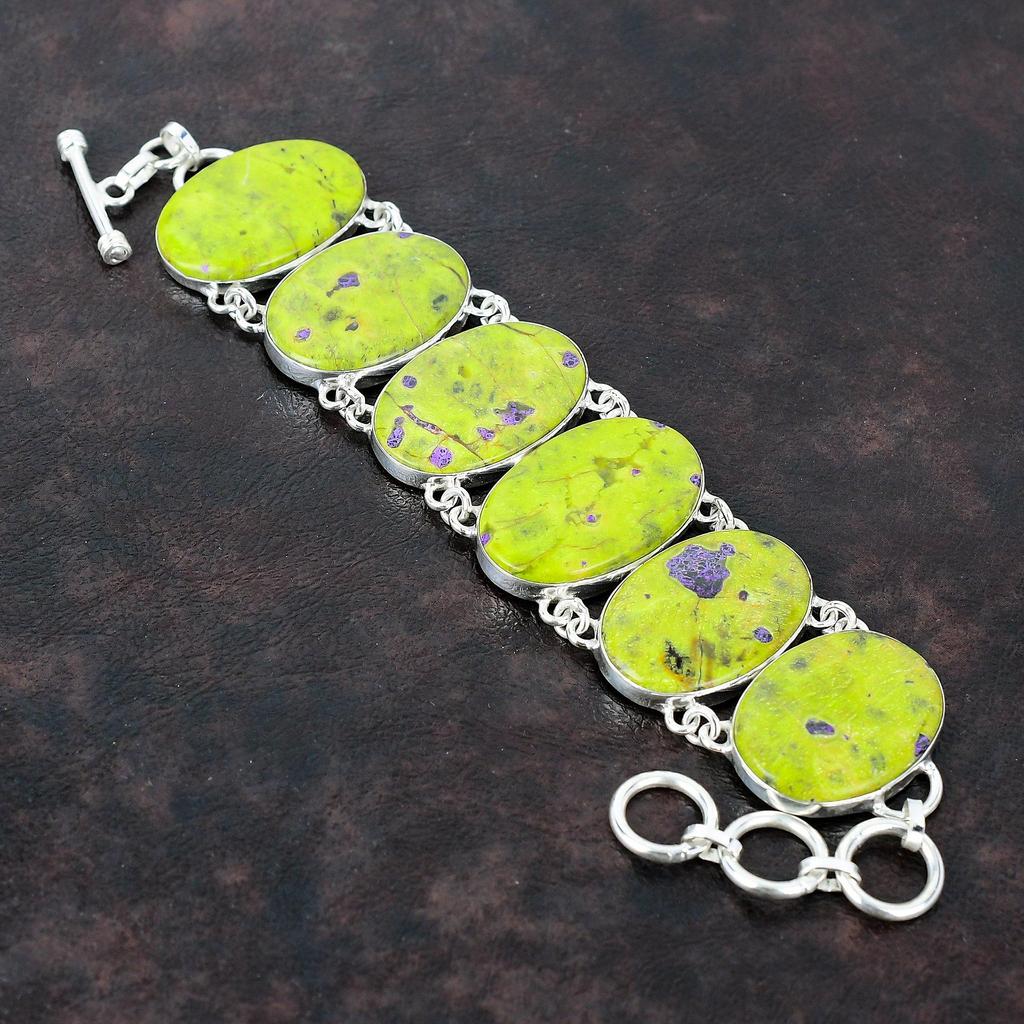 Pulseira de pedra preciosa Stichtite Joia elegante Pulseira de prata esterlina 925 Pulseira de corrente ajustável Pulseira de pedra de nascimento feita à mão Presente para ele