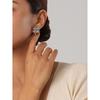 18k gold stainless steel/four-leaf clover earrings ins wind unique design sense split left and right titanium steel earrings