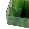 Desktop Storage Box Trapezoidal Organizer PP Plastic Sorting Case for Makeup Cosmetic Brush 4 Grids Green