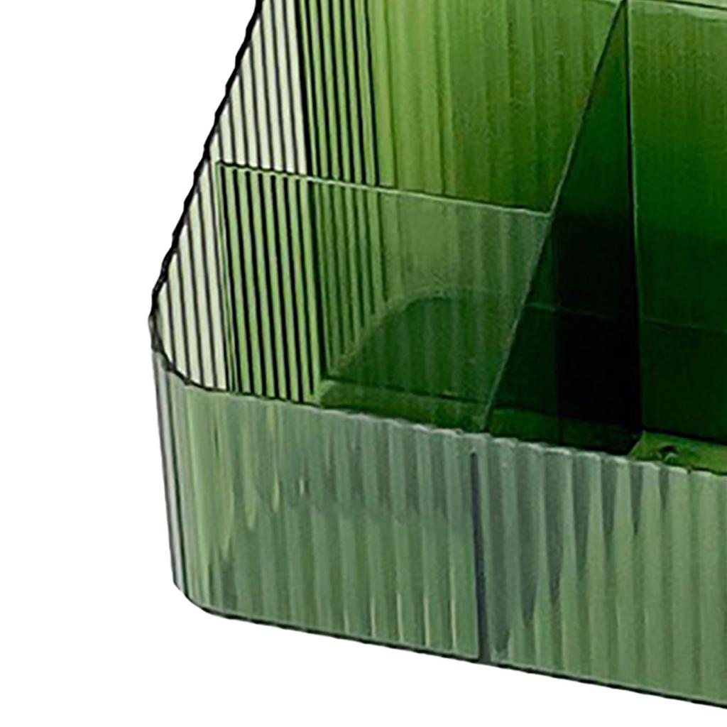 Desktop Storage Box Trapezoidal Organizer PP Plastic Sorting Case for Makeup Cosmetic Brush 4 Grids Green