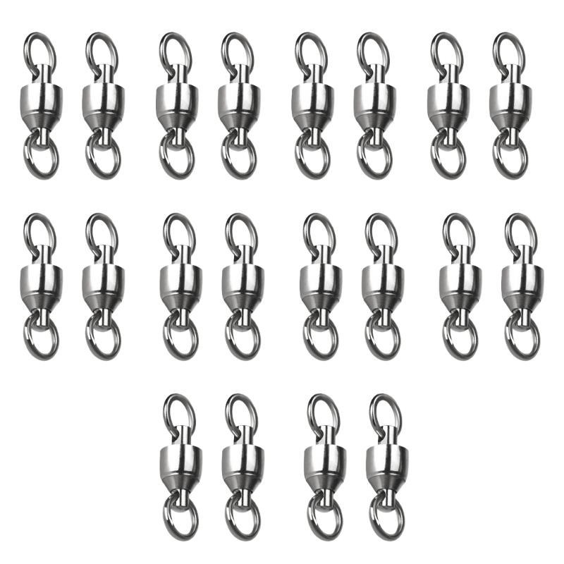 20Pcs Stainless Rolling Swivels Bearing Fishing Swivels Line Connector Barrels Swivels Connectors Fishing Accessory