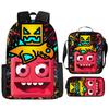 Cartoon Geometry Dash Kinder Schulrucksack mit Umhängetasche Federmäppchen Schultaschen für Jungen Mädchen Bestes Geschenk