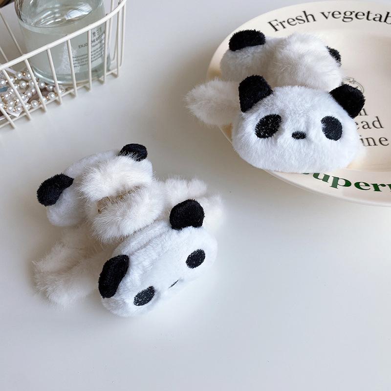 Puppe Plüsch Panda Haar Klaue Acryl Koreanischen Stil Tier Hai Clip Pferdeschwanz Halter Geometrische Winter Kreuz Haar Clip