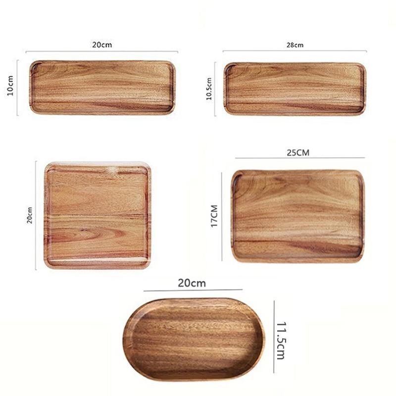Acacia Wood Coffee Tray Decorative Wooden Tray Rectangular Kitchen Tray, Chinese Tea Set Kitchen Storage Accessories CTP001