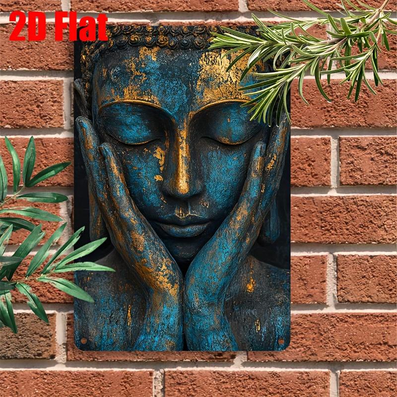 Vintage Zen Iron Wall Art Peaceful HandDrawn Rustic Bronze Turquoise Easy Install for Home Garden Patio x Inch