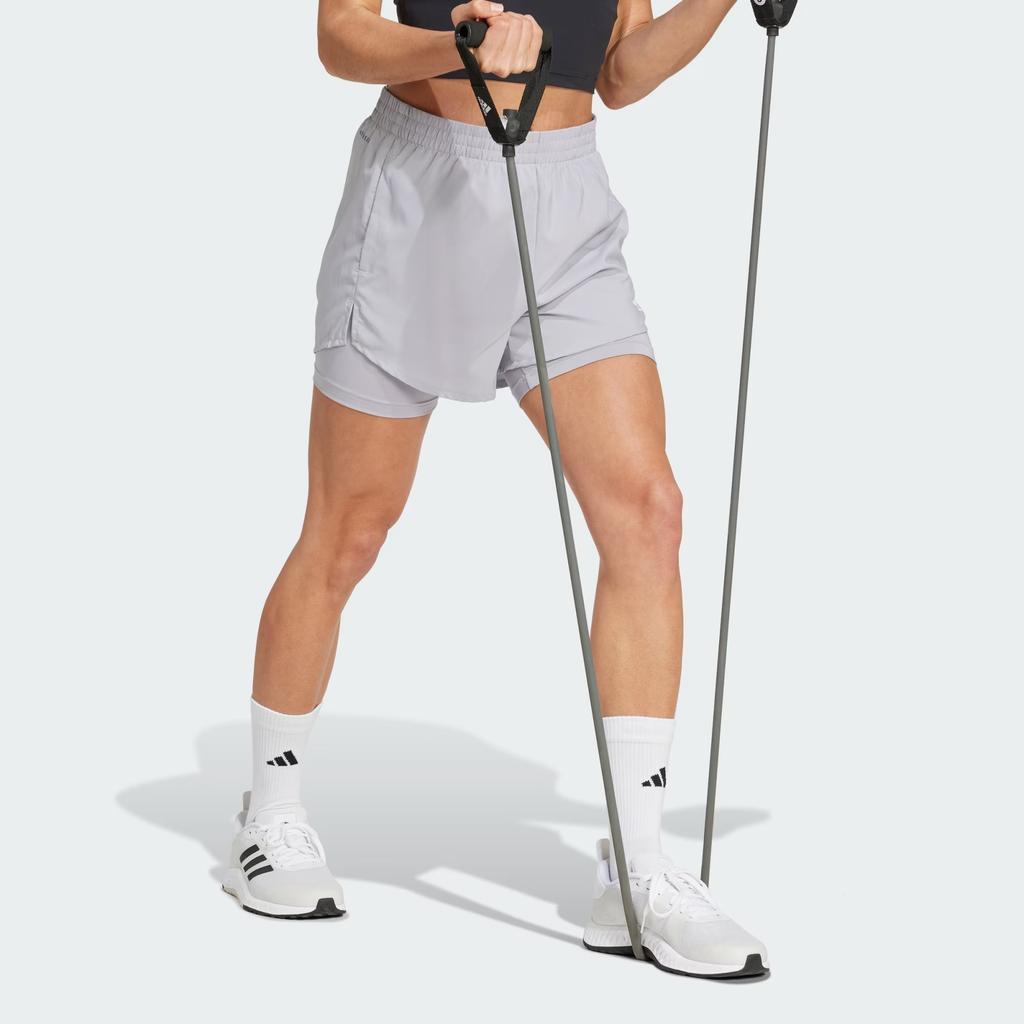 Adidas Aeroready M4T Minimal Solid Logo Quick-Dry Two-In-One Three-Quarter Casual Shorts Women shorts Honor-Grey IX1008