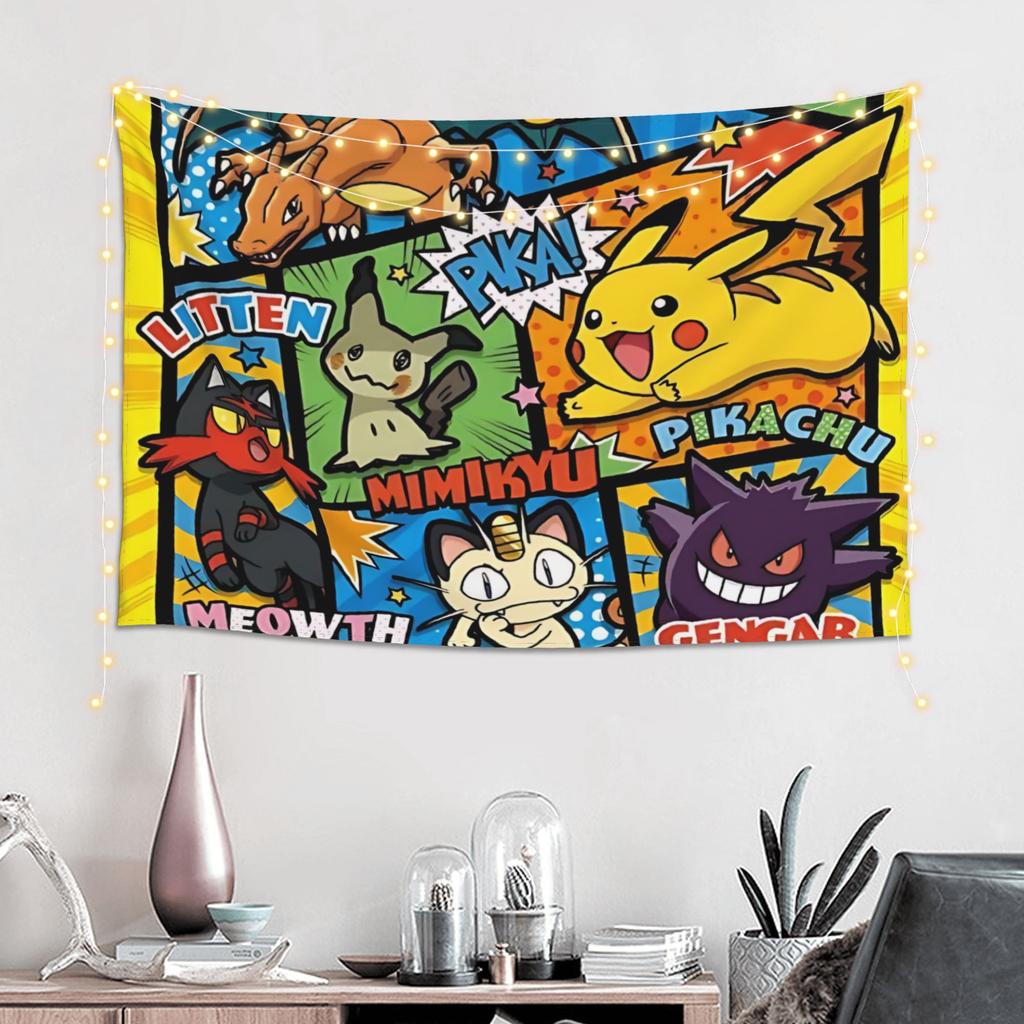 Cartoon Pokemons Anime Theme Cutecore Tapestry Wall Hanging Blanket Tapestry Home Decor Items Wall Decorations