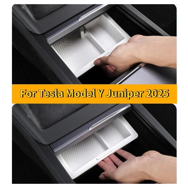 For Tesla Model Y Juniper 2025 Central Control Storage Box Armrest Box Eyeglass Holder Organizer Tray Car Interior Accessories