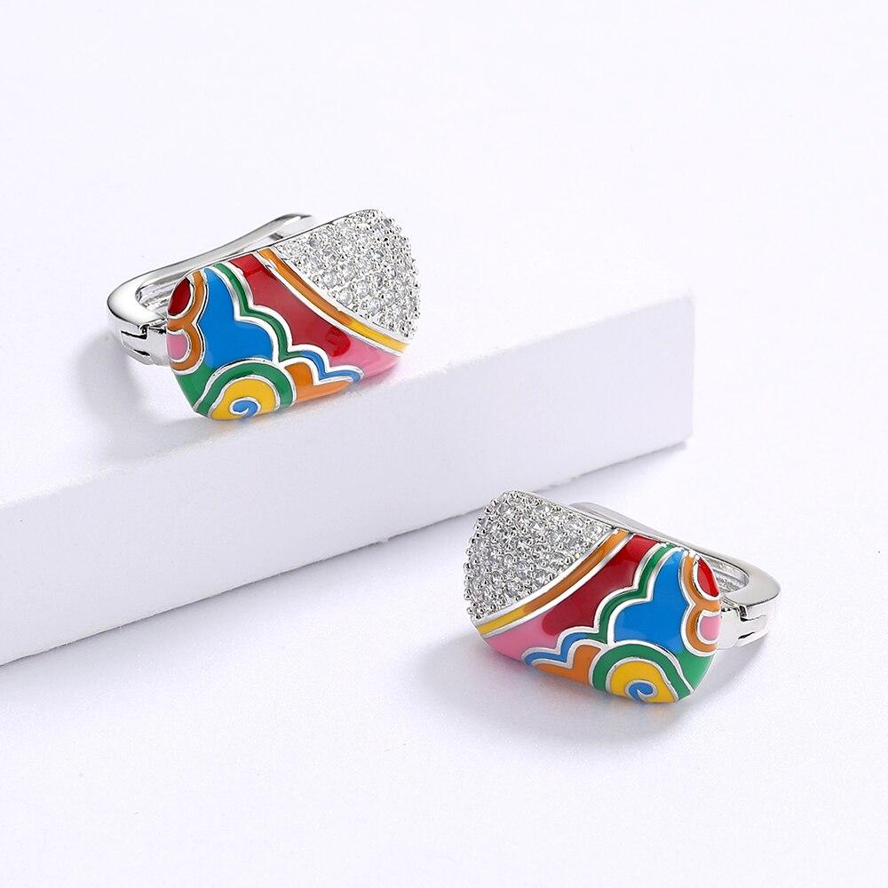 Fashion Earrings for Women's Irregular Color Epoxy Women's Earrings Simple Bridal Jewelry Handmade Enamel Earrings