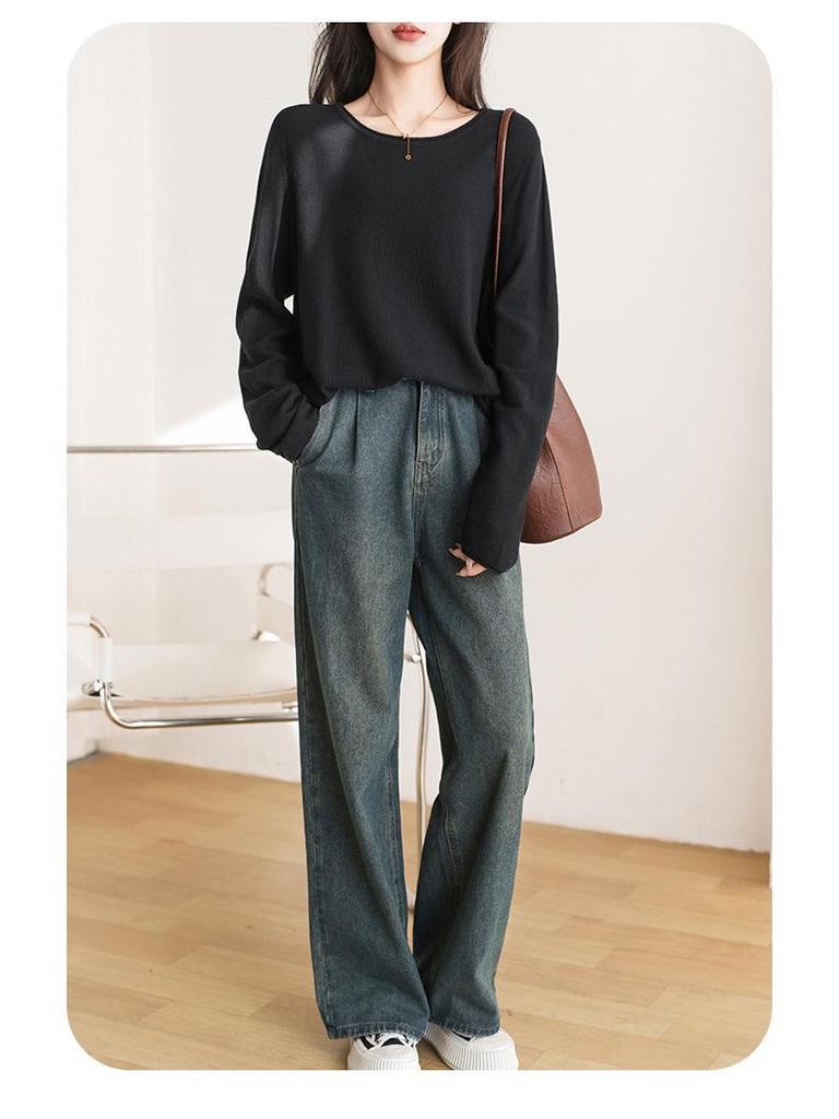 100% Reine Baumwolle Damen Strickpullover - Zart, Hautfreundlich, Lockere Passform, Übergröße, Frühling/Herbst Stil