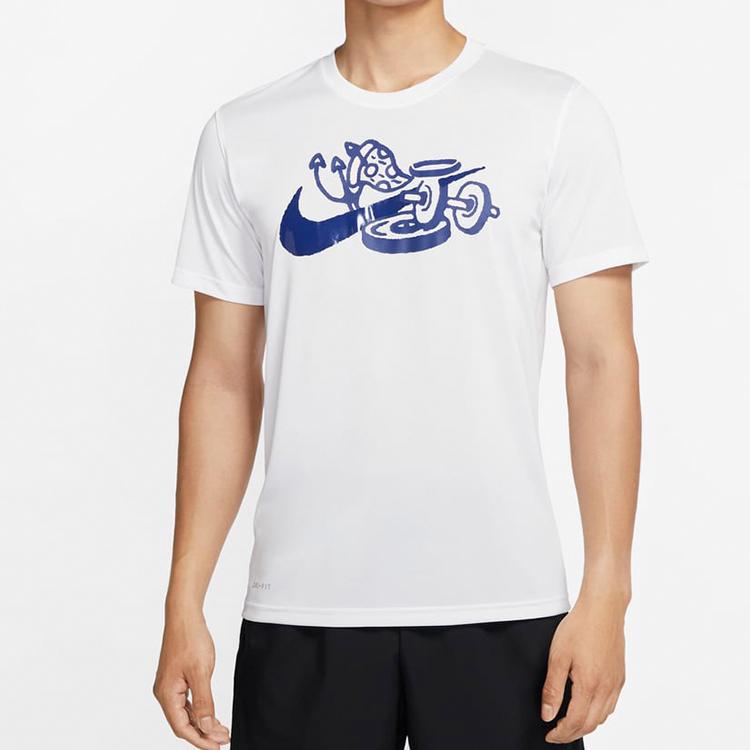 Nike T Shirts Men's White Crew Neck Moderate Straight Fit CU8489-100