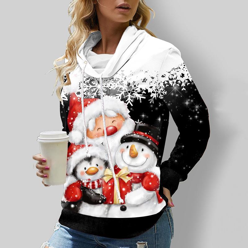 Women's Sweatshirt 3D Prints Christmas Theme Kawaii Graphics Long Sleeve T Shirt Casual Loose Fit O Neck Tee Long Sleeve Tops