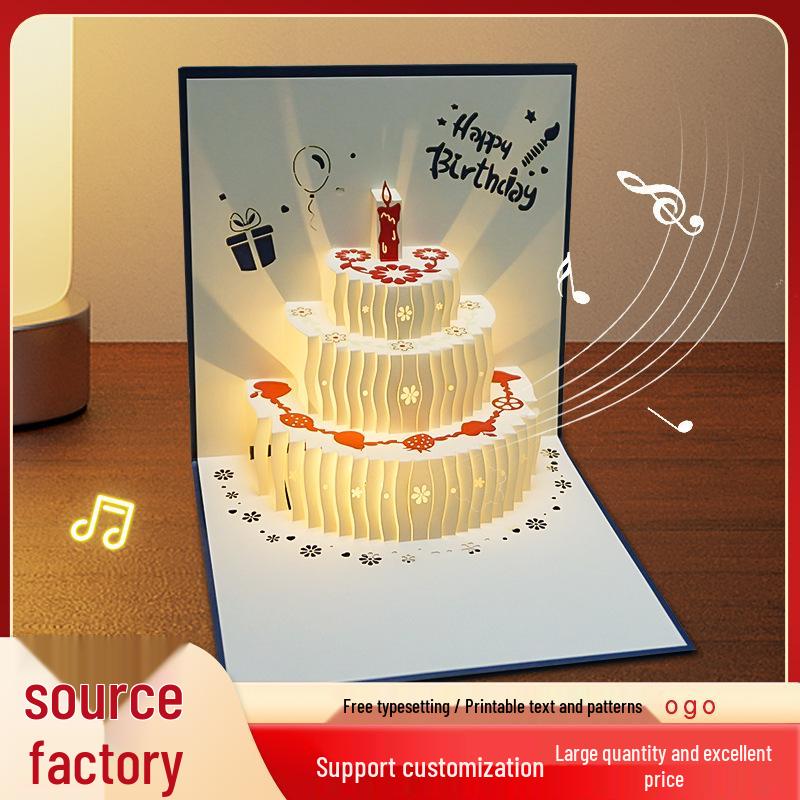 3D Musical Light-up Birthday Greeting Card with Envelope