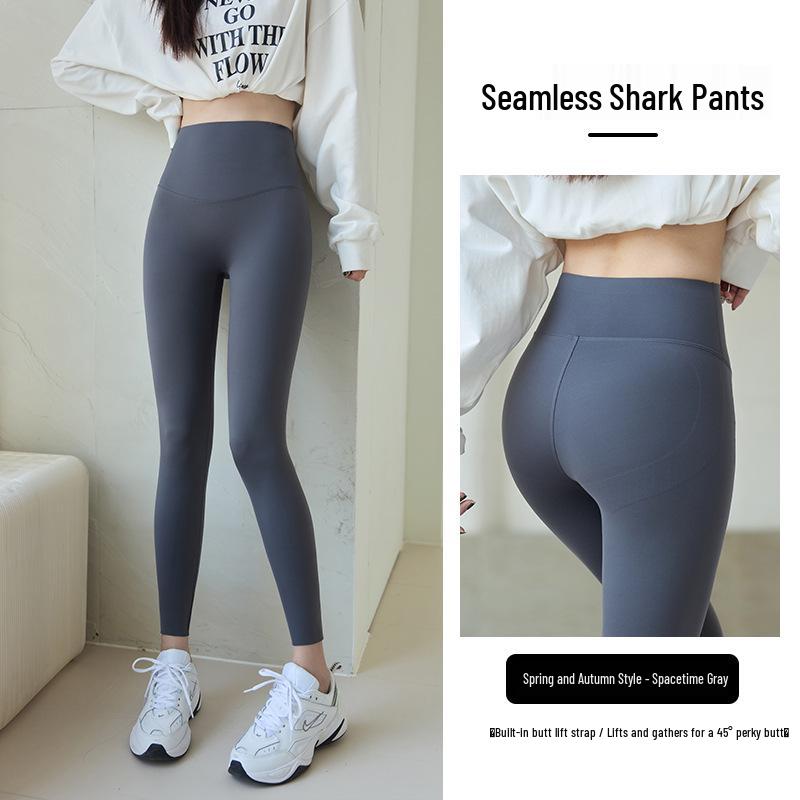 Women's High-Waisted Seamless Fleece Pants with Light Shaping - Antibacterial Base Layer for Autumn/Winter