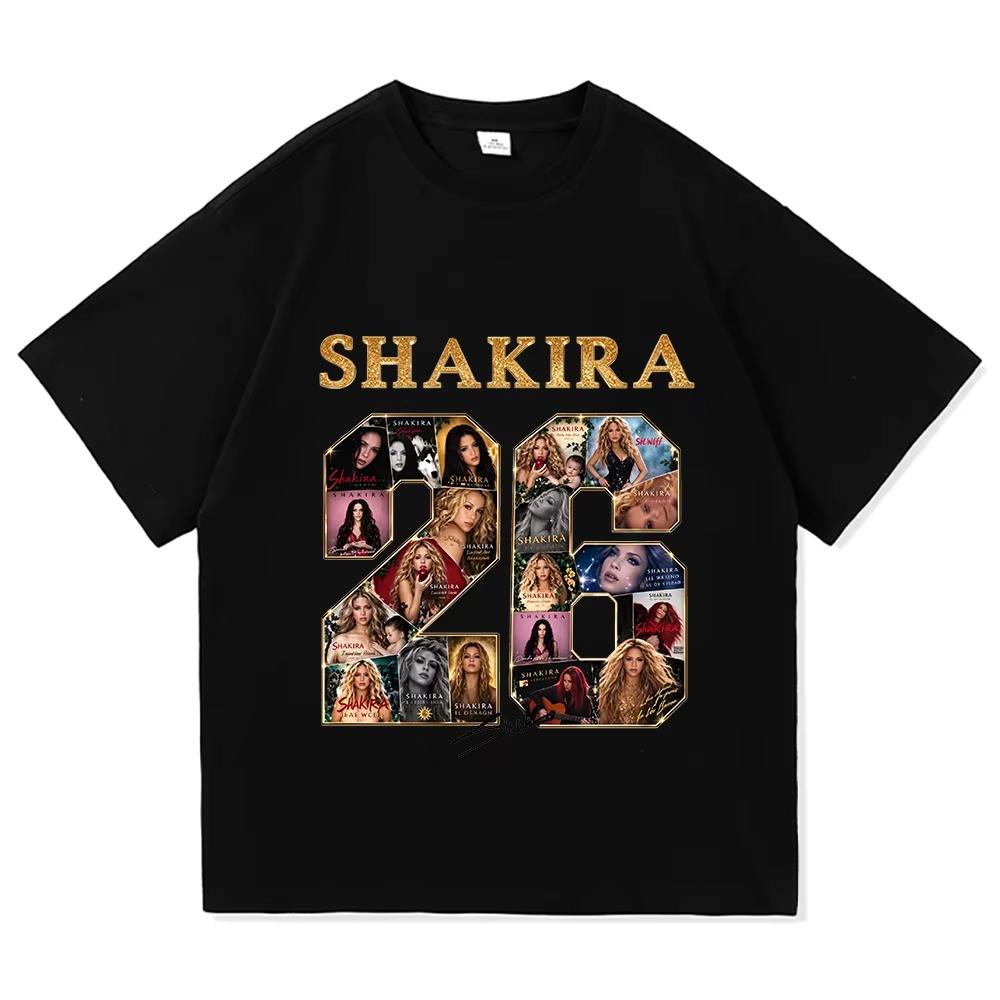 Shakira Album Cover 2026 Tour Print T-shirts Men Women Hip Hop Streetwear T-shirt Print Crew Neck Short Sleeve Lightweight Casual T Shirt