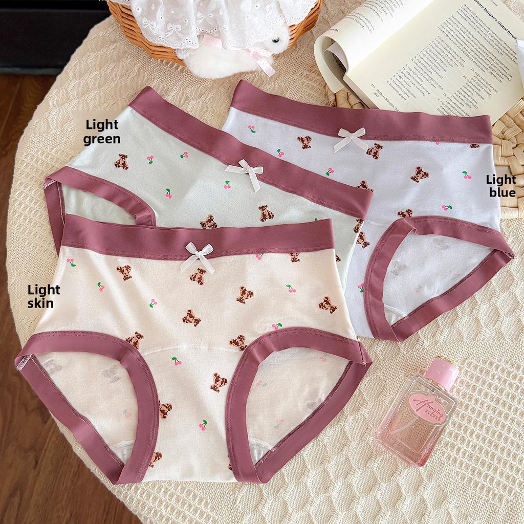 Ladies Spring and Summer New Cute Bear 10A Antibacterial Extension Cotton Crotch Breathable Briefs
