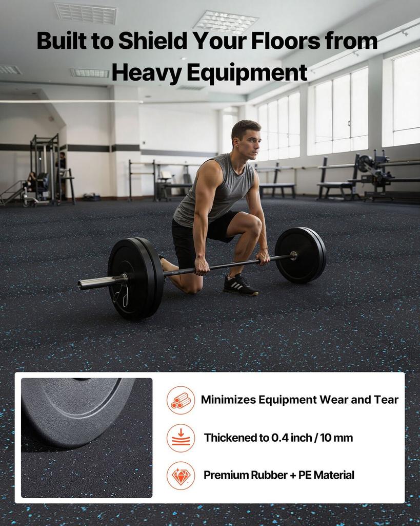 Puzzle Exercise Mat, 24 PCS Fitness Equipment Mats, 610 x 610 x 10 mm, High-Density EVA Foam Mats Set, Interlocking Rubber Soft Tiles, Protective