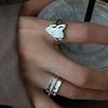 925 Silver Open Finger Ring Punk Heart Irregular Geometric Stackable For Women Girl Jewelry Gift Dropship