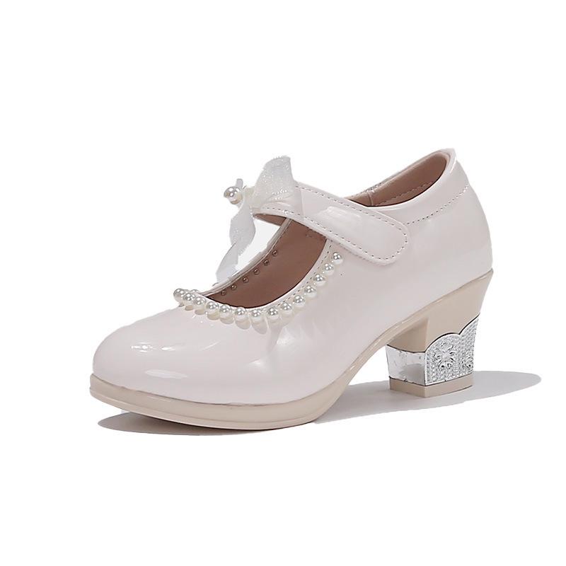 Koreanischer Stil Mädchen Schleife Hoher Absatz Prinzessin Tanzschuhe für Kinder
