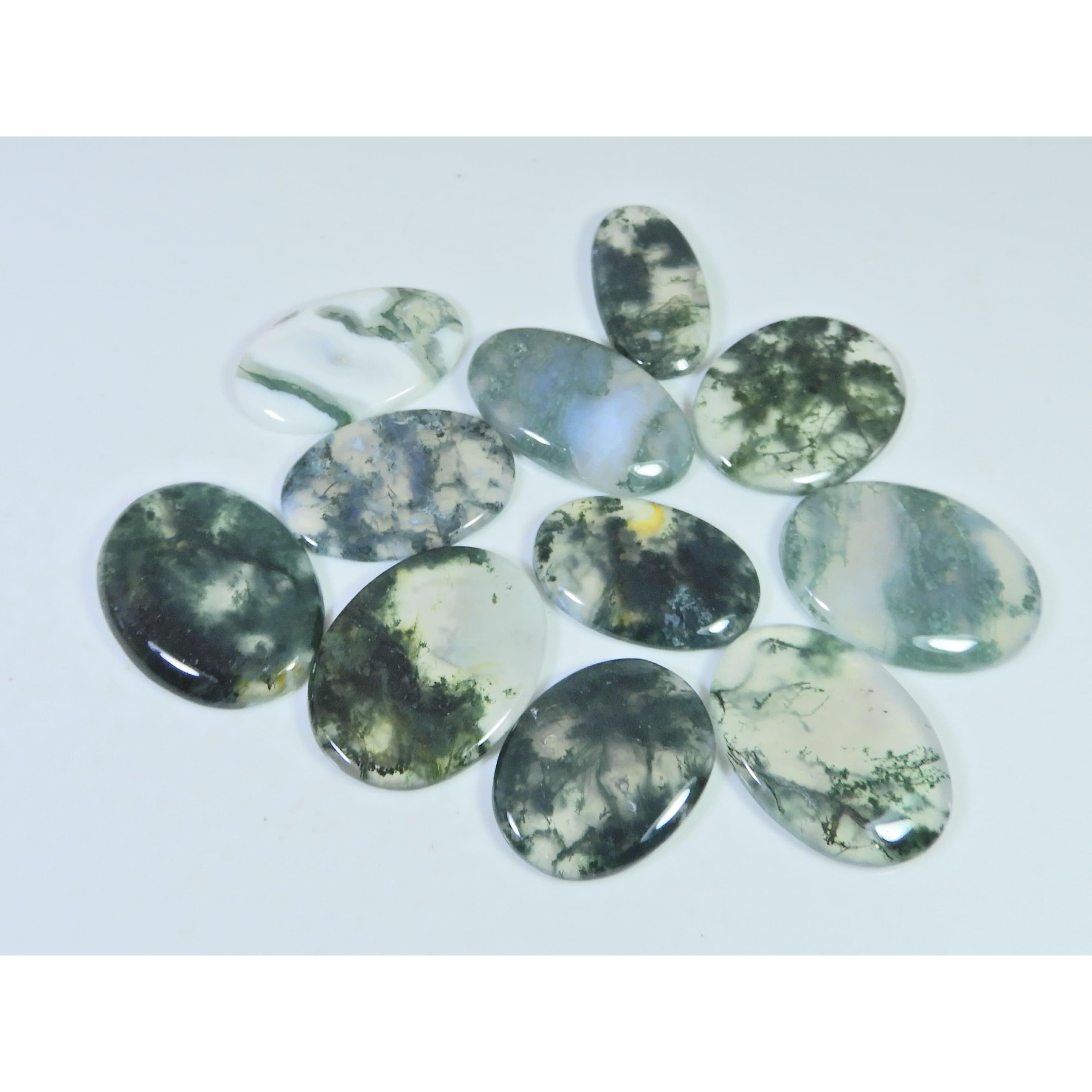 270Cts. Natural Moss Agate Opal Oval Cabachon Loose Gemstone 11 Pcs Lot C-2653