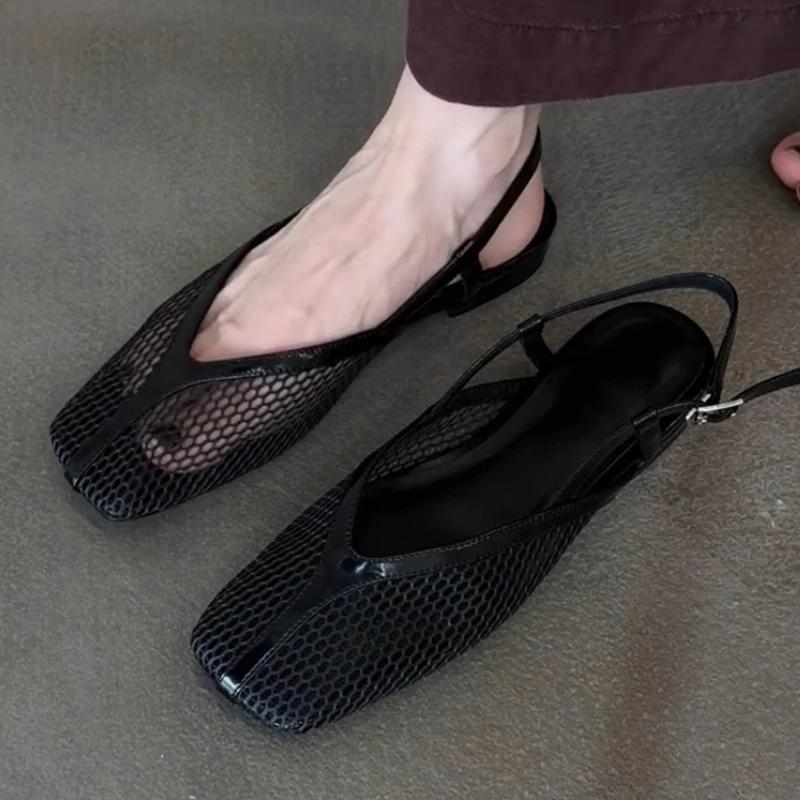 

Fashion Comfort Black Flat Sandals Women Mesh Breathable Summer Brand Casual Shoes Fashion Square Toe Non Slip Beach Shoes Zapatos Mujer 39 чёрный