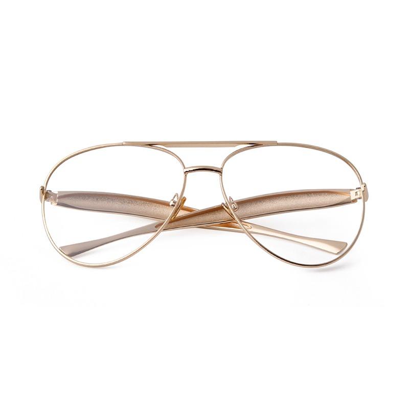 Fashion Oversized Pilot Sunglasses for Women Men 70s Trendy Metal Streamline Arms Aviation Sun Glasses Champagne Shades S98137C