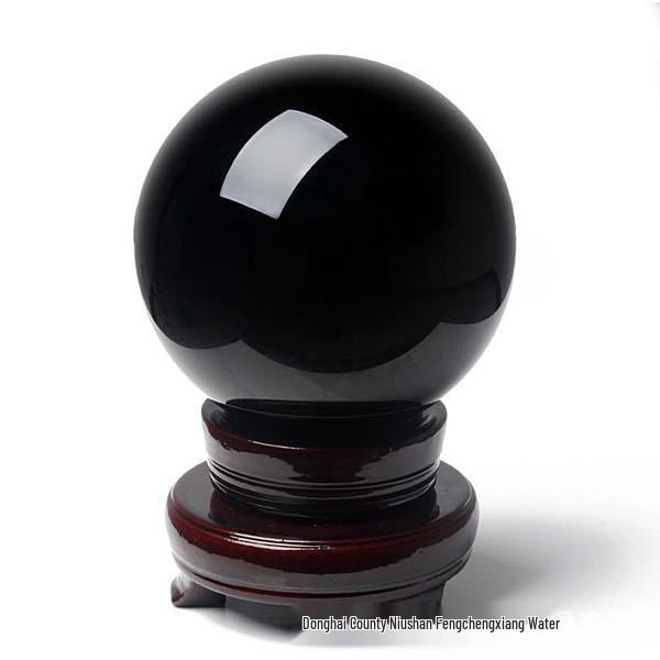 Natural Obsidian Crystal Ball Ornament for Home or Office Decor
