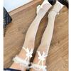 Bow Lace Knee Socks Sexy Black Silk Suspenders Leg Ring Jk Half Thigh Fishnet Socks Thin
