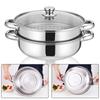 19.5x28cm Steamer Pot Stockpot 2Tier Durable Easy To Clean