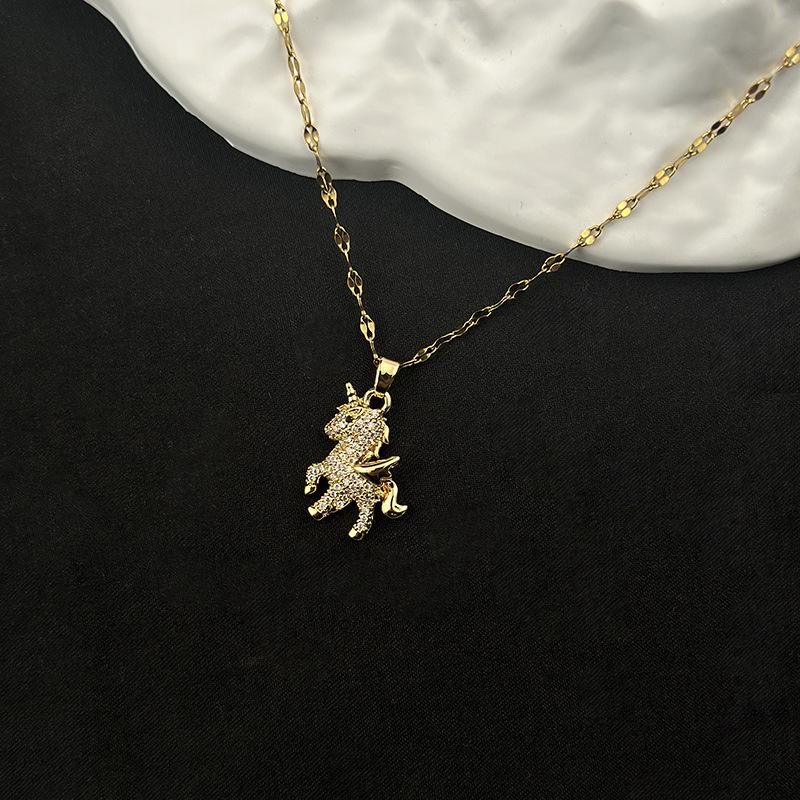 Women's Stainless Steel Micro-set Unicorn Necklace