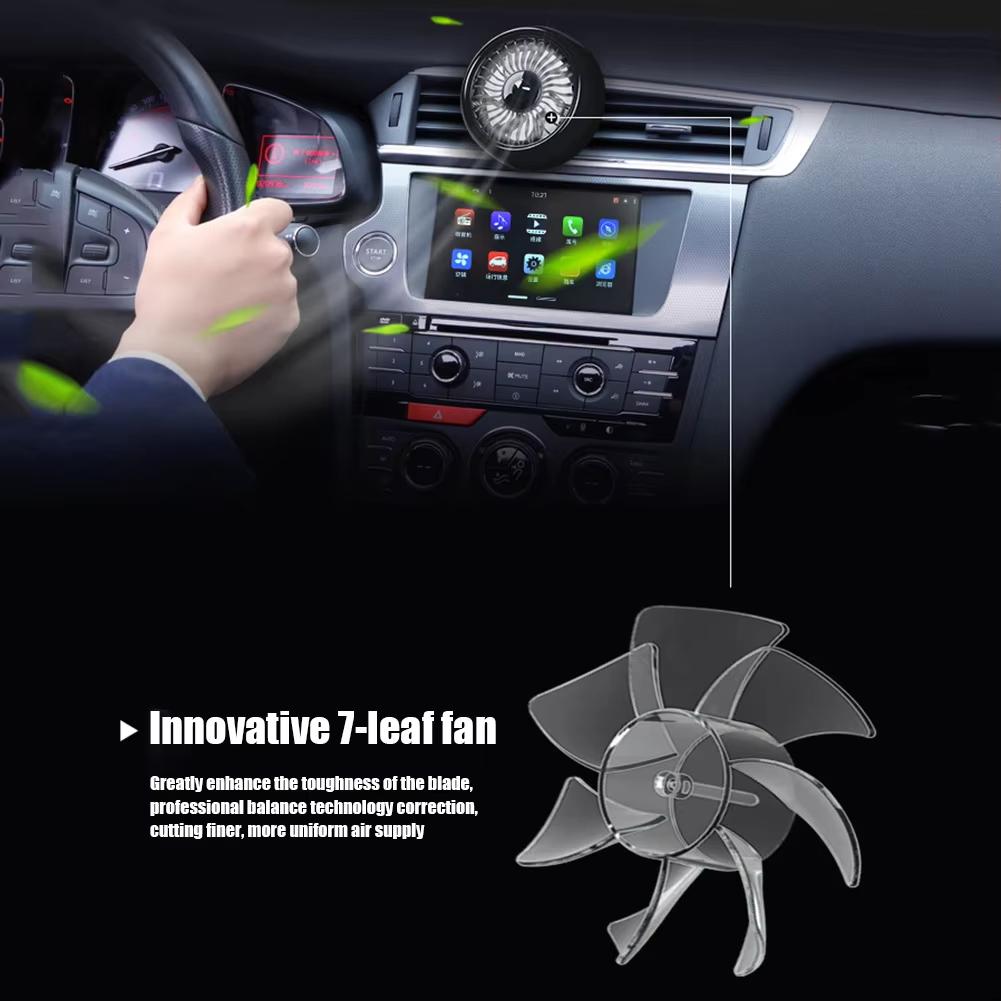 Summer Adjustable Air Fan Automotive Electric Neon Ambient Lights Fan Two Installation Methods USB Fan 3 Speeds Car Silent Fan