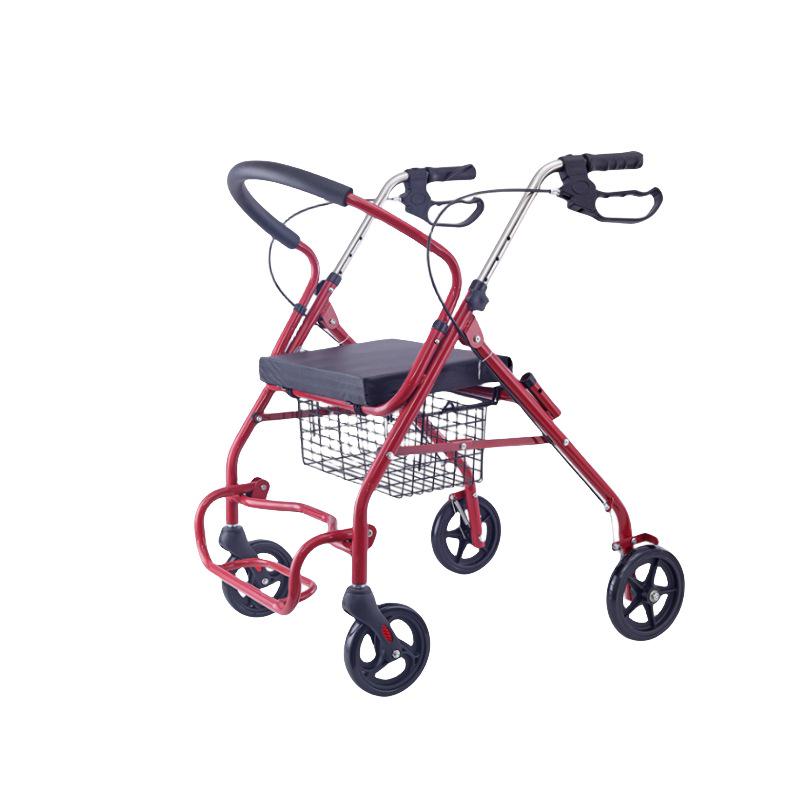 Elderly-Accessible Foldable Shopping Cart and Walker with Seat