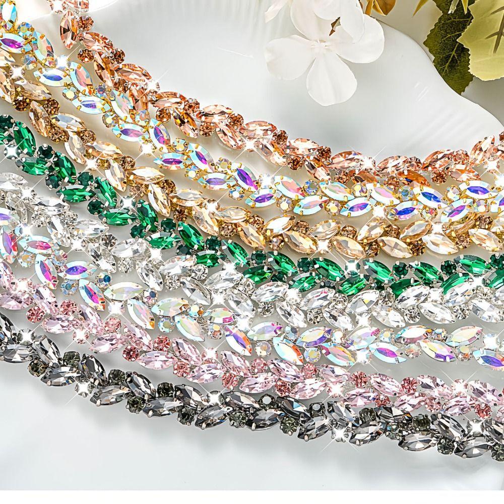 Multi-color Crystal Diamond Ribbon DIY Diamond Strips Dress Skirt Clothing Accessories