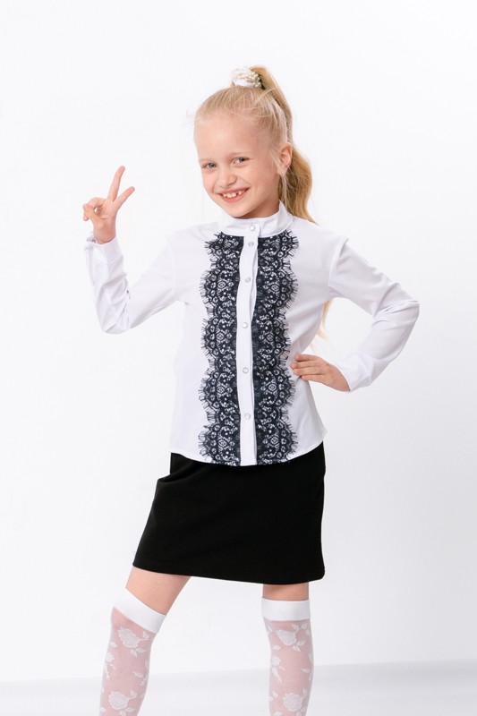 Chic Long Sleeve Blouse for Girls – Soft Material and Delicate Lace Trim, Any Season, 6050-066 HC