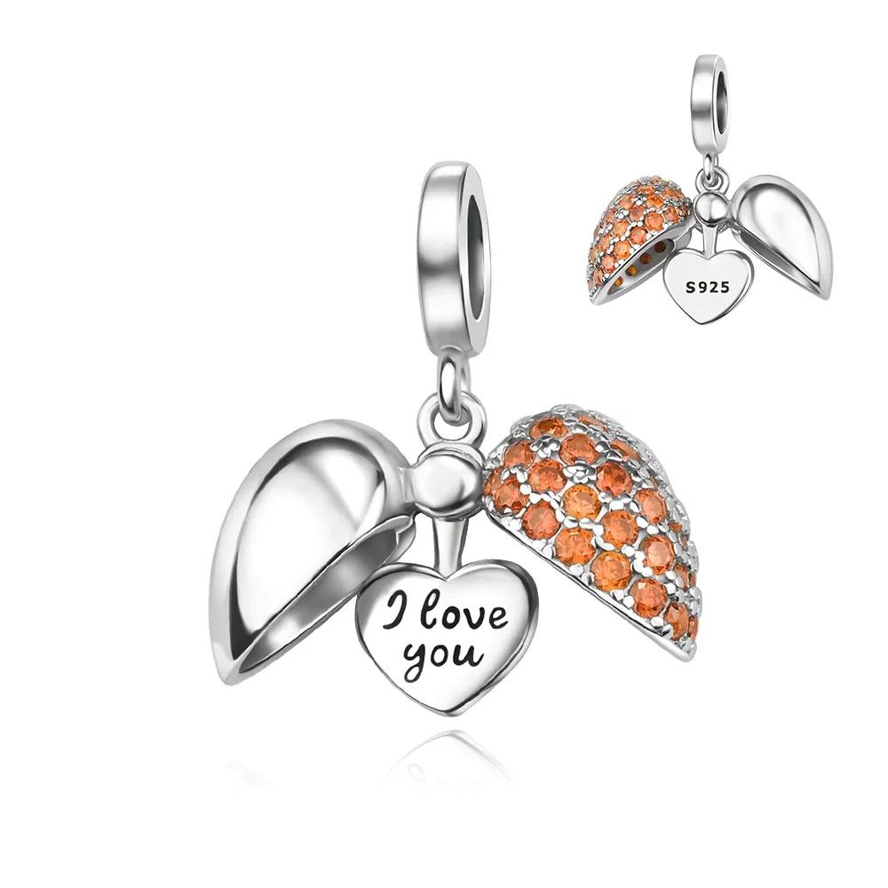 New Original Copper Colored Heart Shape Open And Close Charms Fit Pendant Bracelets Necklace Women Diy Fine Jewelry