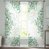 Abstract Nature Green Leave Sheer Curtains for Living Room Transparent Tulle Window Curtain Bedroom Kitchen Decor Veil Drapes