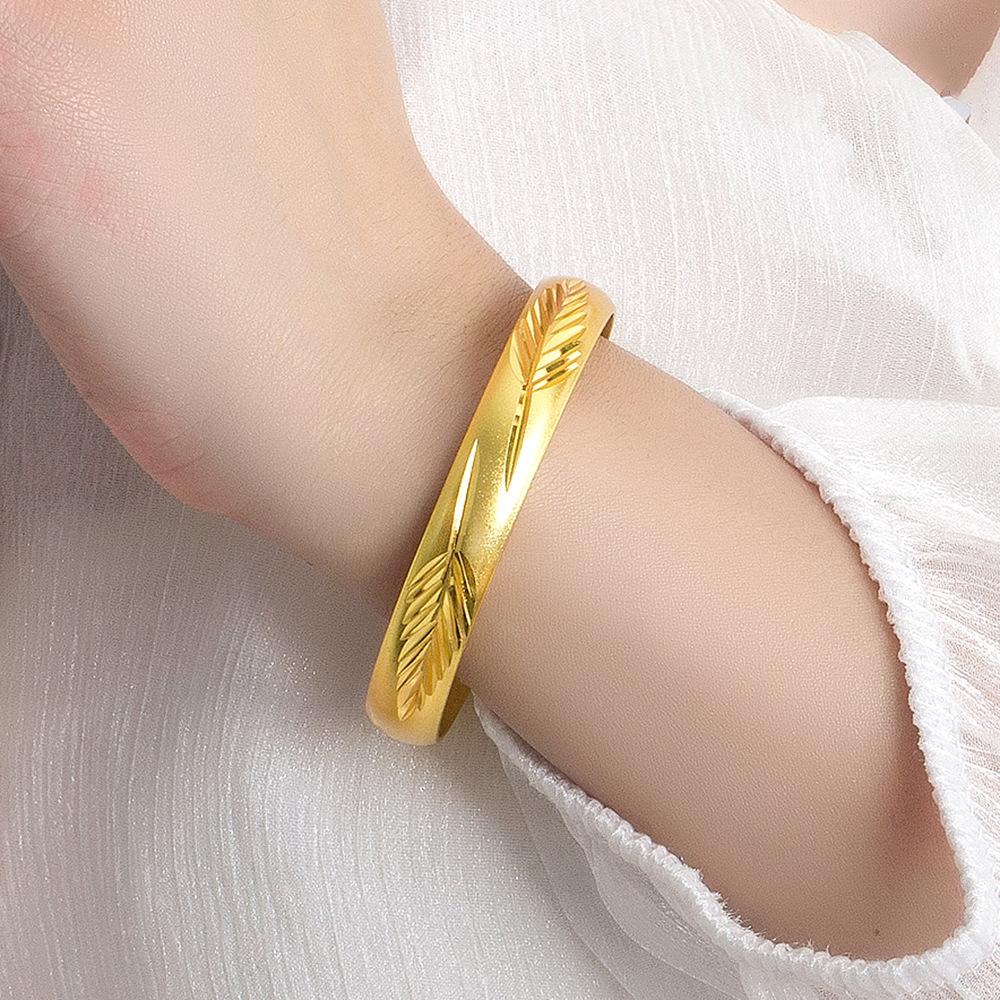 Brățară Frunză de Aur Brățară Aur Galben Textură Textură Frunză Lux Ușor Modă Clasică Temperament Bijuterii Femei