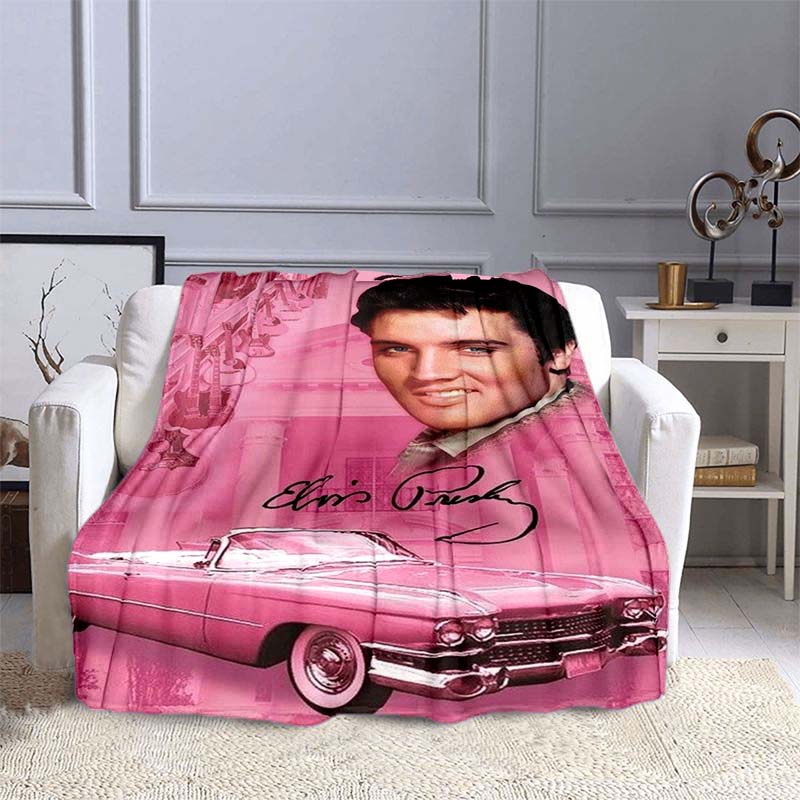 Various Styles of E-Elvis Pattern 3D Printed Rock Singer Sofa Blankets, Suitable for Adult and Children's Bedrooms and Living