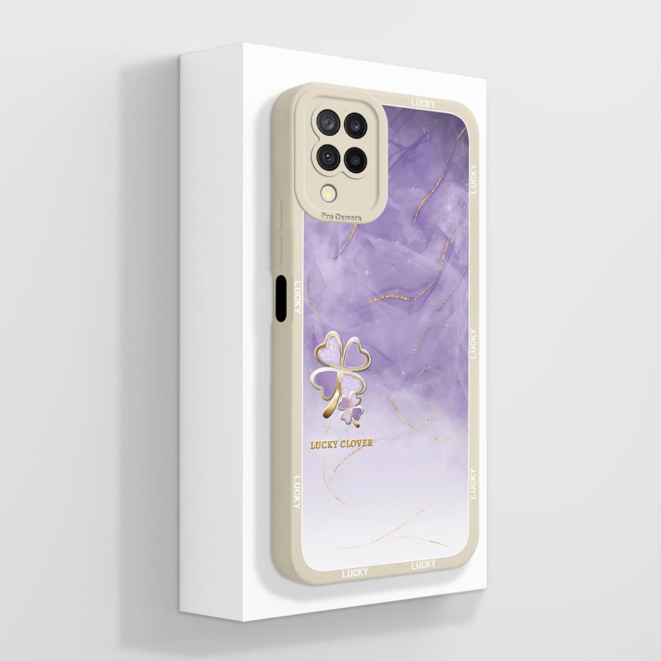 For Samsung Galaxy A12 M12 F12 Case Pretty Butterfly Full Coverage Phone Cover Anti Slip Soft Smooth Liquid Silicone Shell