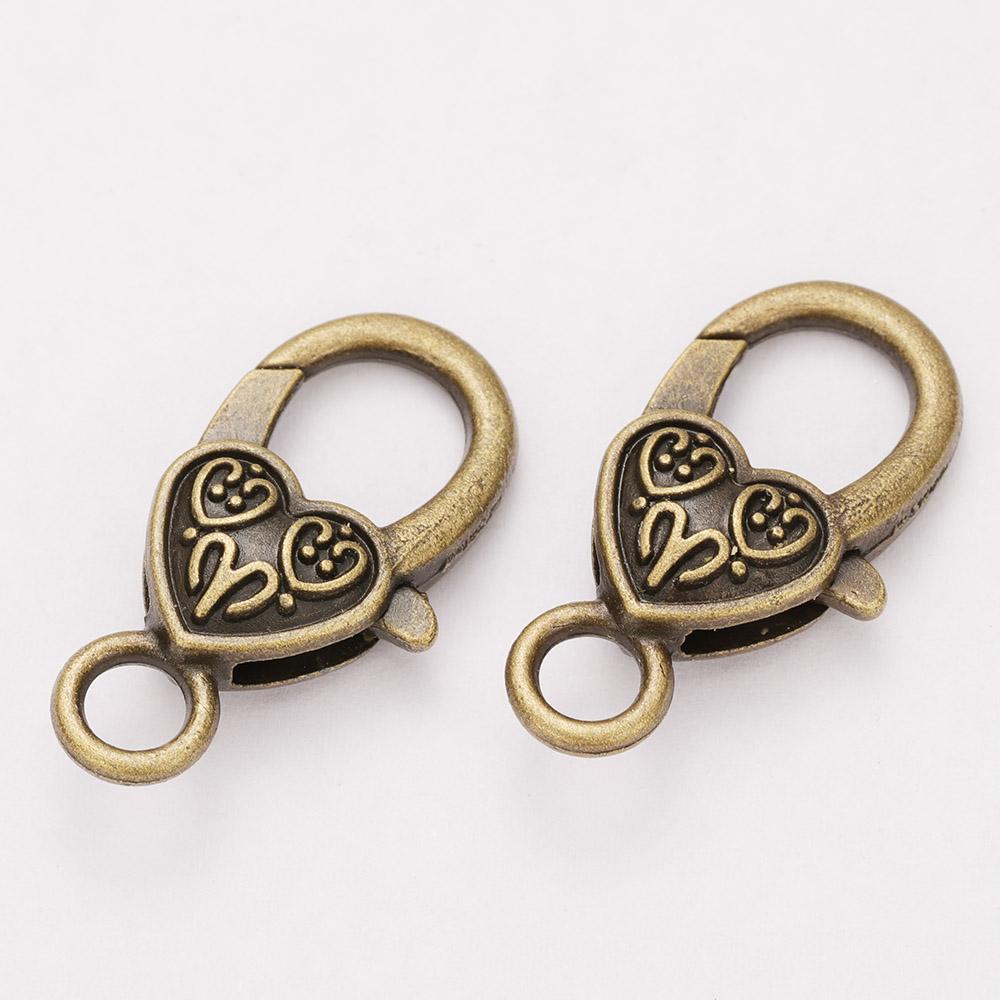

10pcs/lot 26x15MM Lobster Clasp Hooks Heart Keychain Clasps Bracelet Chain Accessory for Jewelry Making Components Wholesale DIY античный бронзовый