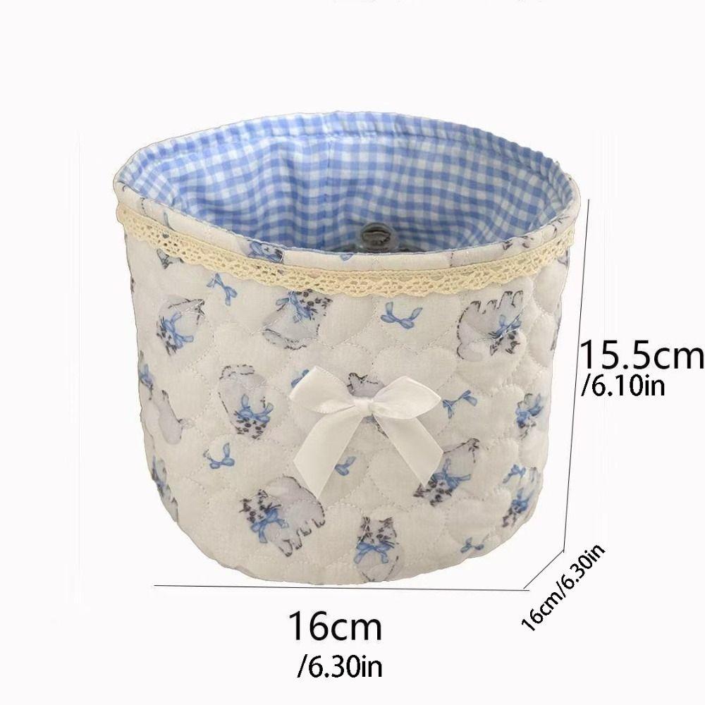 Bow Storage Basket Quilting Cotton Storage Bag Multi-Purpose Basket  Desktop Organization