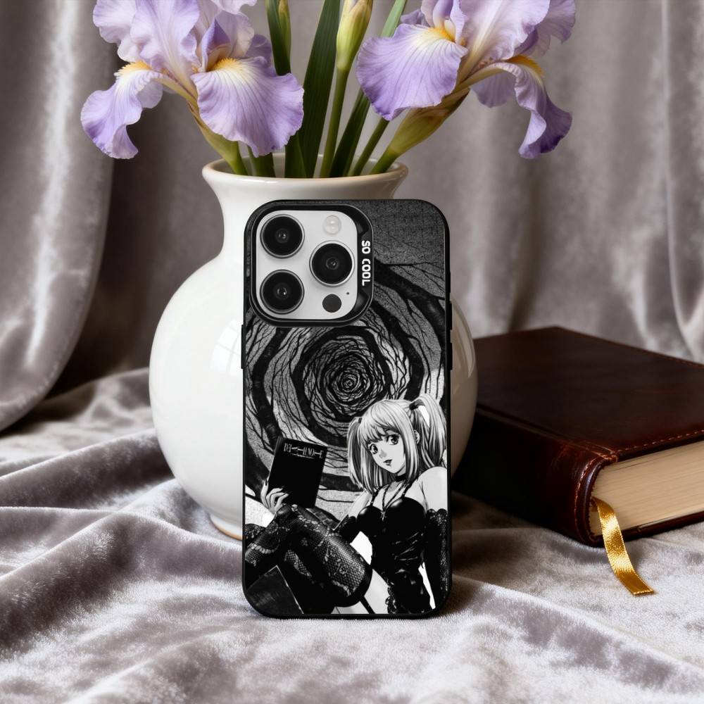 M-Misa D-Death-H N-Note-E Phone Case For iPhone17,16,15,14,13,12,11 Plus,Pro Max Black Candy Silver Plated Cover