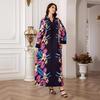 0808 Cross-Border Muslim Women's Printed Long Robe Dress - Middle East & Western Styles